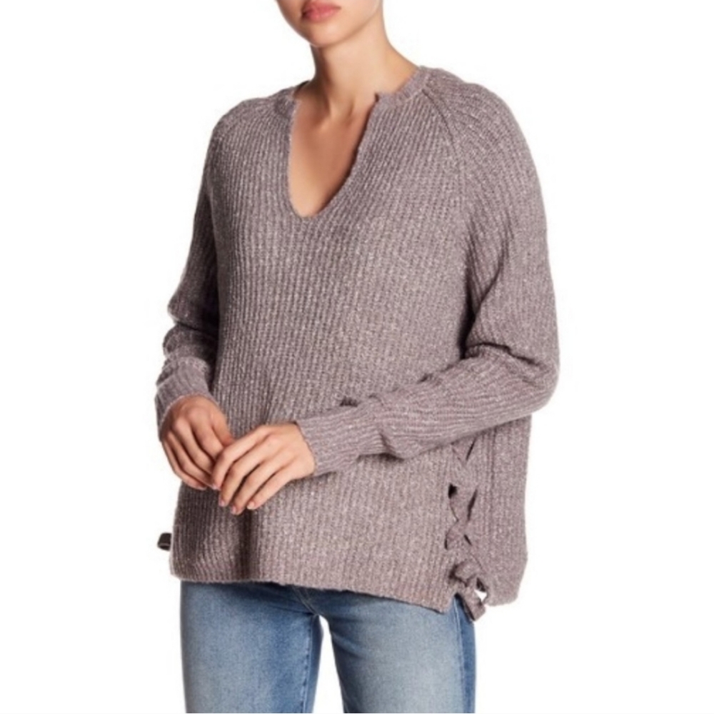 John+Jenn V Neck Lace Up Sides Sweater Small